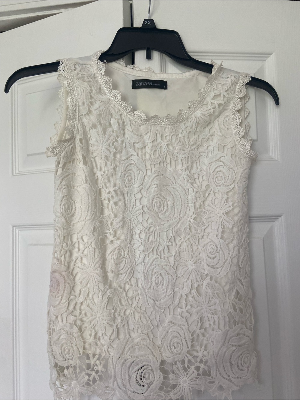 Zanzea Ivory Floral Lace Sleeveless Tank